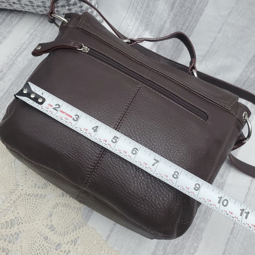 Isaac Mizrahi Leather Dark Maroon Flap Closure Small Messanger Bag w/ Top handle - Picture 14 of 16
